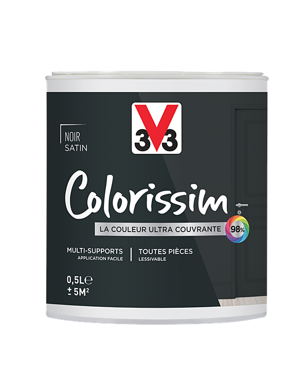 Peinture multisupport Colorissim noir satin 0,5L - V33