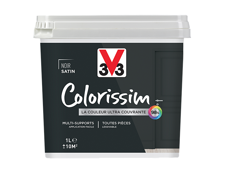 Peinture multisupport Colorissim noir satin 1L - V33