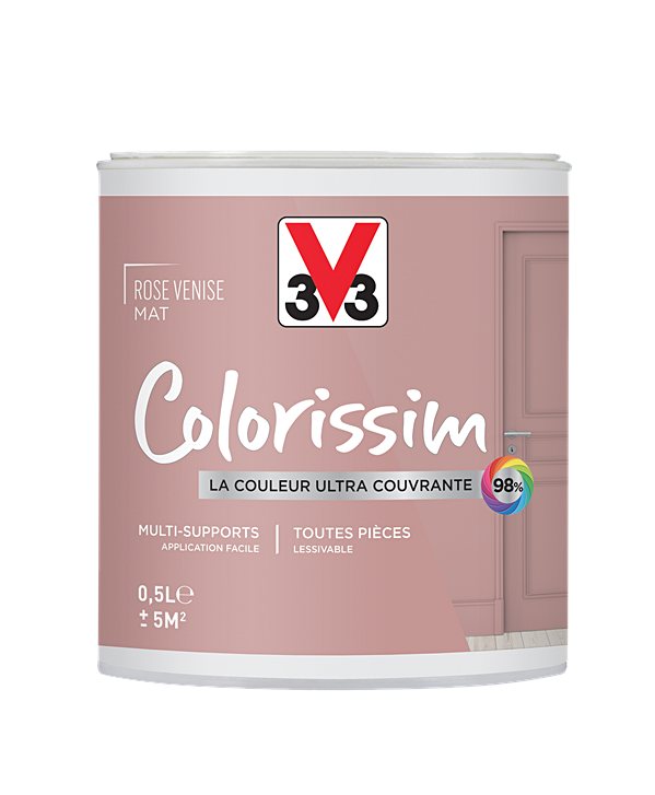 Peinture multisupport Colorissim rose Venise mat 0,5L - V33