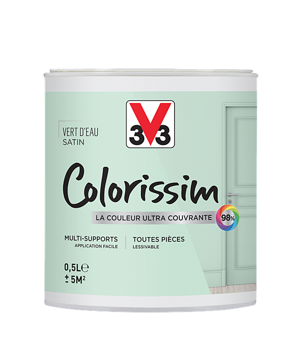 Peinture multisupport Colorissim vert d'eau satin 0,5L - V33