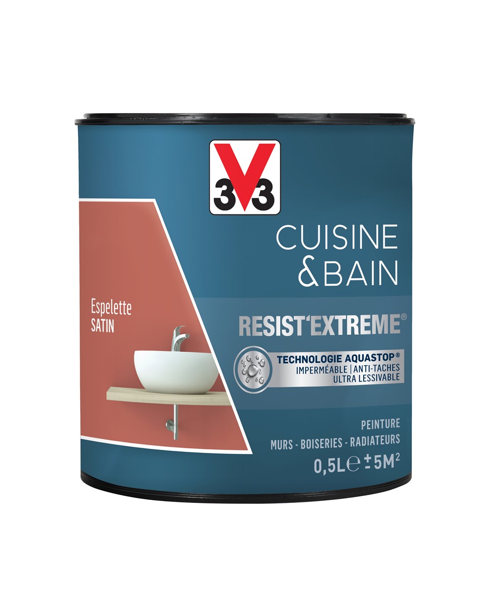 Peinture Cuisine & bain Resist'Extrême Espelette satin 0,5L - V33