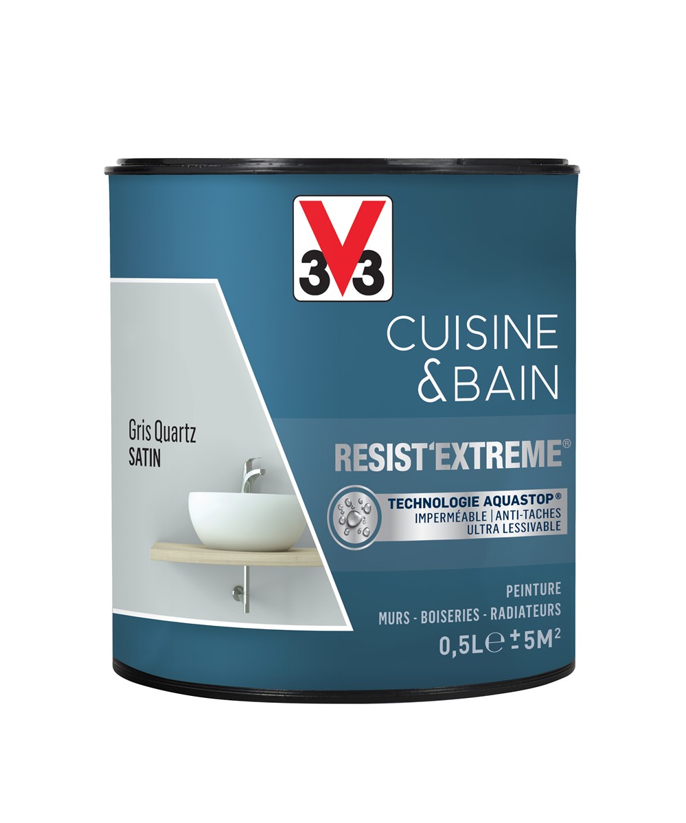 Peinture Cuisine & bain Resist'Extrême Gris quartz satin 0,5L - V33