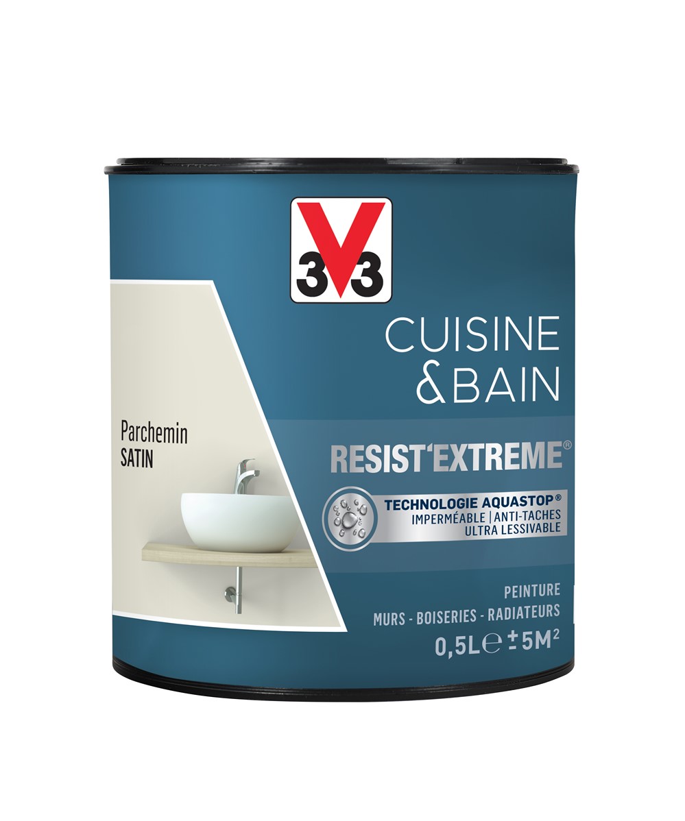 Peinture Cuisine & bain Resist'Extrême Parchemin satin 0,5L - V33