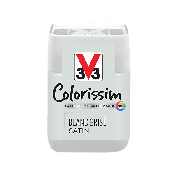 Testeur de peinture multisupport Colorissim blanc gris satin 75ml - V33