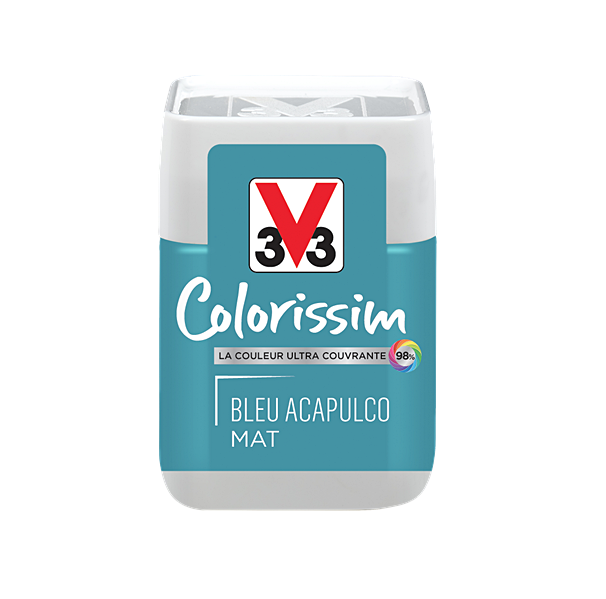 Testeur de peinture multisupport Colorissim bleu Acapulco mat 75ml - V33