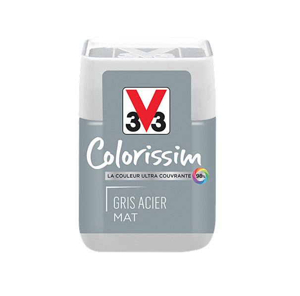 Testeur de peinture multisupport Colorissim gris acier mat 75ml - V33