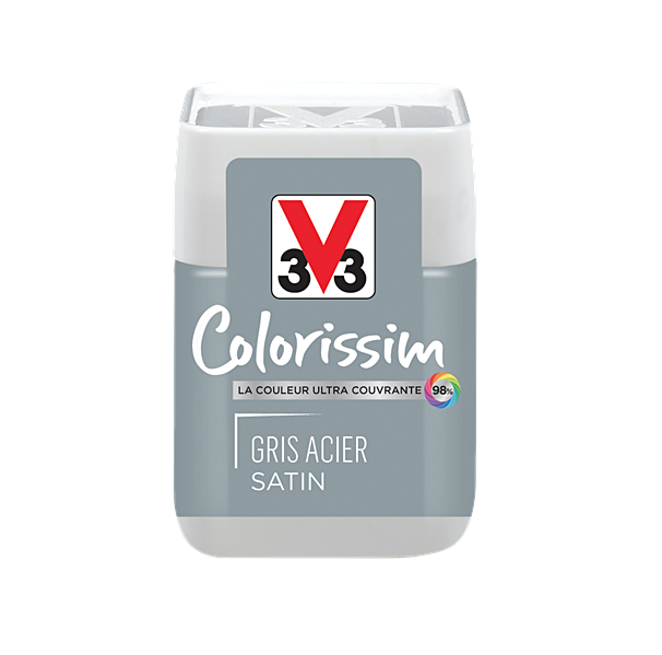 Testeur de peinture multisupport Colorissim gris acier satin 75ml - V33