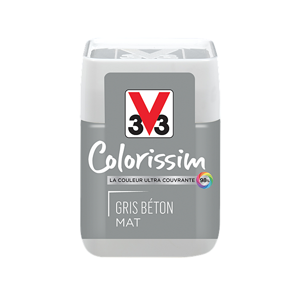 Testeur de peinture multisupport Colorissim gris béton mat 75ml - V33