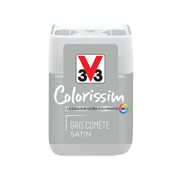 Testeur de peinture multisupport Colorissim gris comète satin 75ml - V33