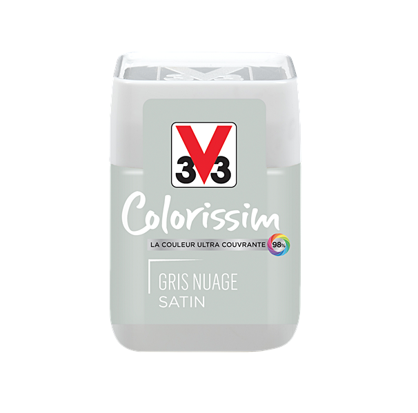 Testeur de peinture multisupport Colorissim gris nuage satin 75ml - V33