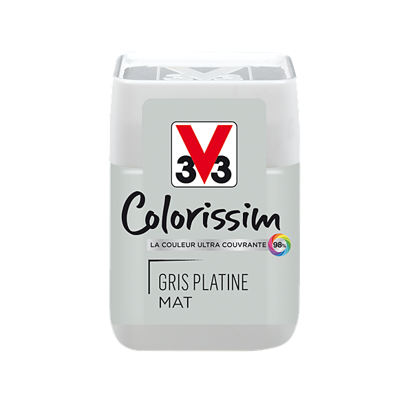 Testeur de peinture multisupport Colorissim gris platine mat 75ml - V33