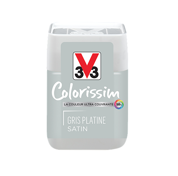 Testeur de peinture multisupport Colorissim gris platine satin 75ml - V33