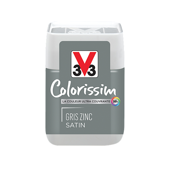 Testeur de peinture multisupport Colorissim gris zinc satin 75ml - V33