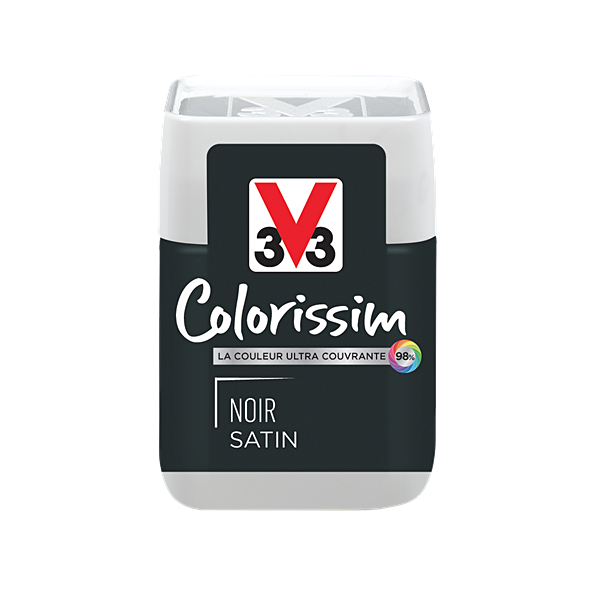 Testeur de peinture multisupport Colorissim noir satin 75ml - V33