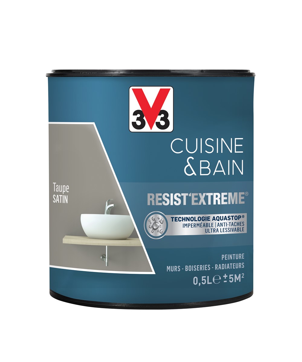 Peinture Cuisine & bain Resist'Extrême Taupe satin 0,5L - V33