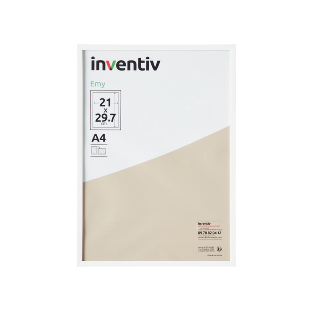 Cadre Photo PVC 21x29,7cm Blanc - INVENTIV