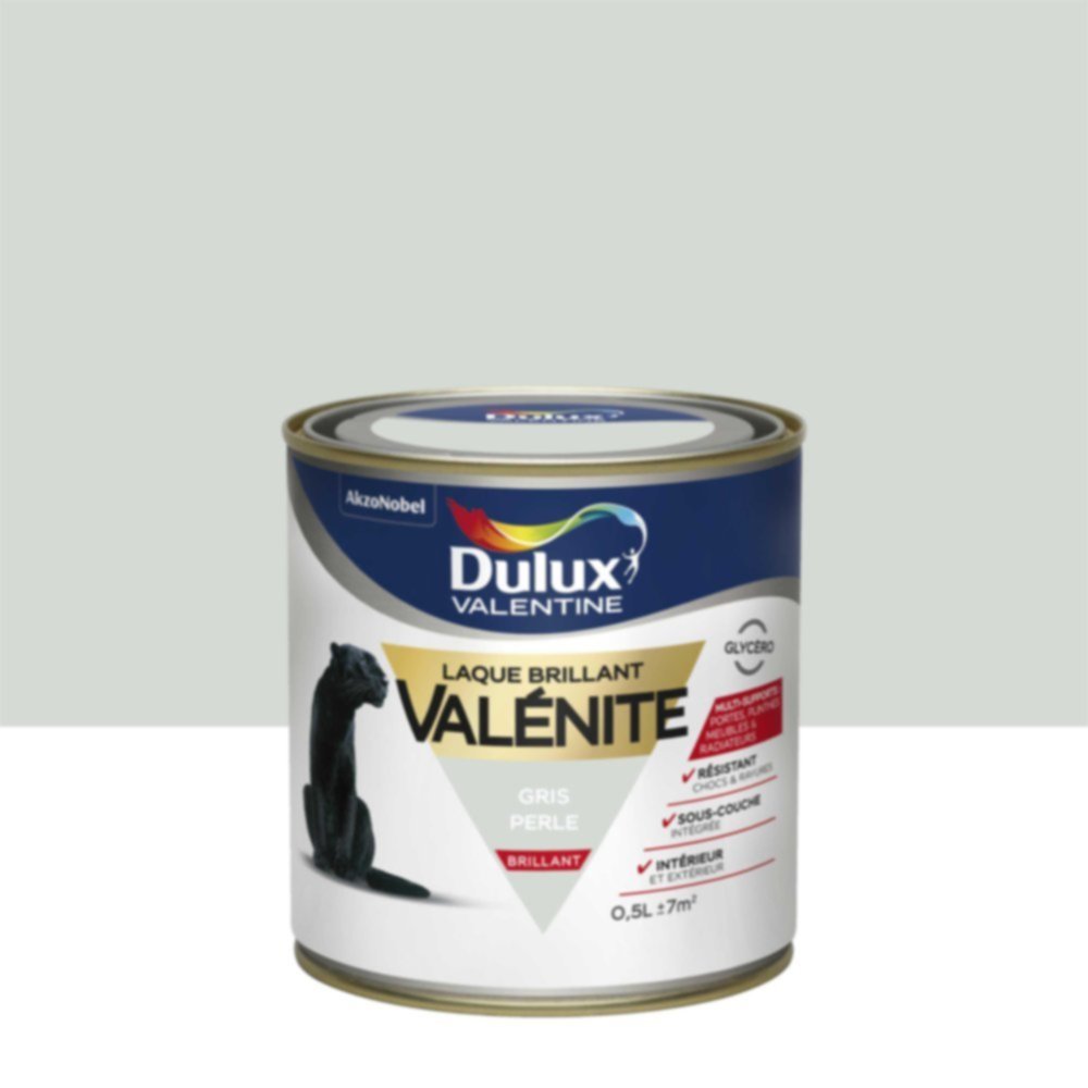 Peinture Laque Boiseries et Ferronnerie Valénite Gris Perle Brillant 0,5L - DULUX VALENTINE