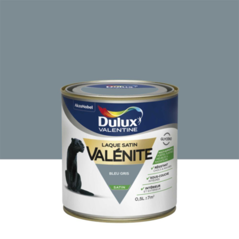 Peinture Laque Boiseries et Ferronnerie Valénite Bleu Gris Satin 0,5L - DULUX VALENTINE