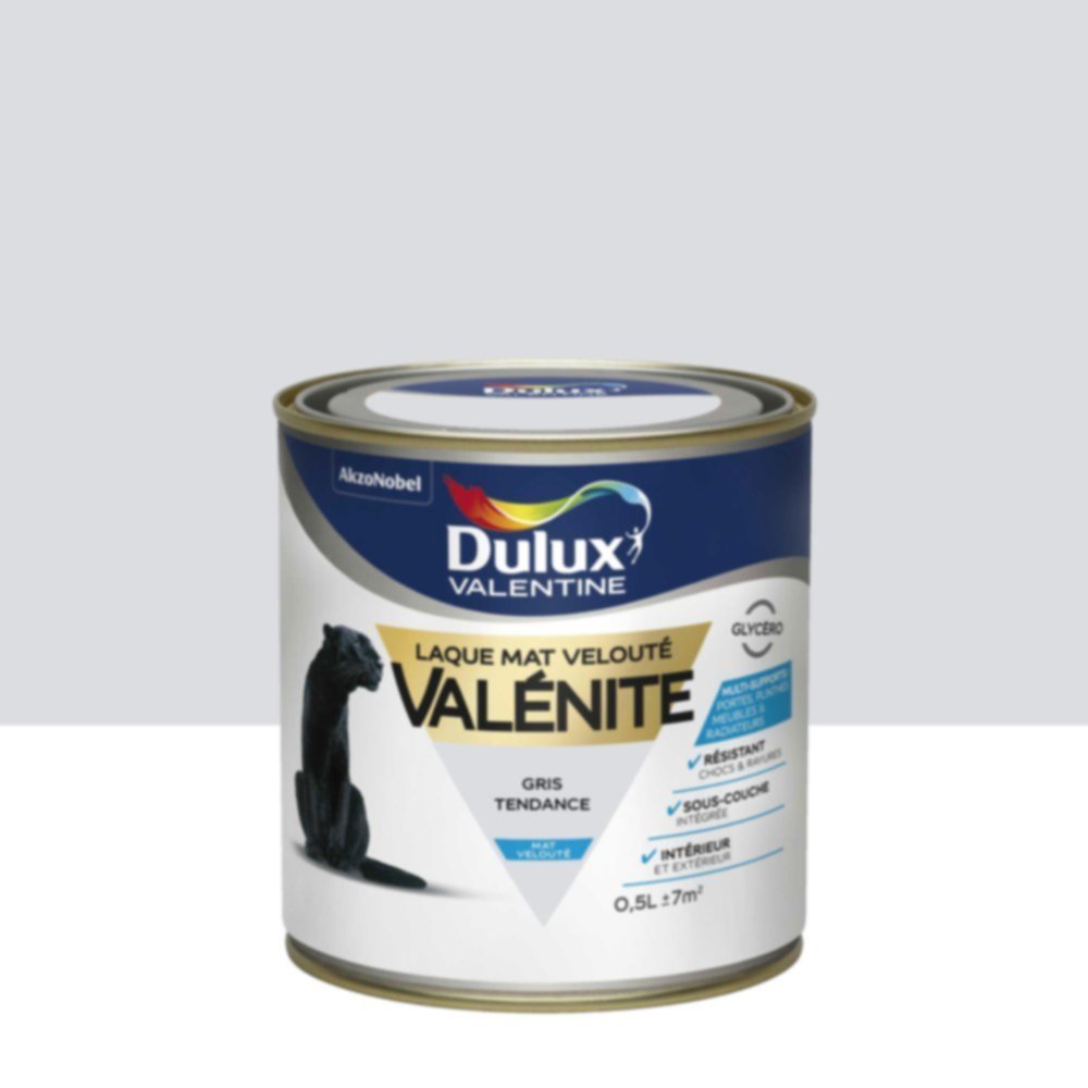 Peinture Laque Boiseries et Ferronnerie Valénite Gris Tendance Mat 0,5L - DULUX VALENTINE