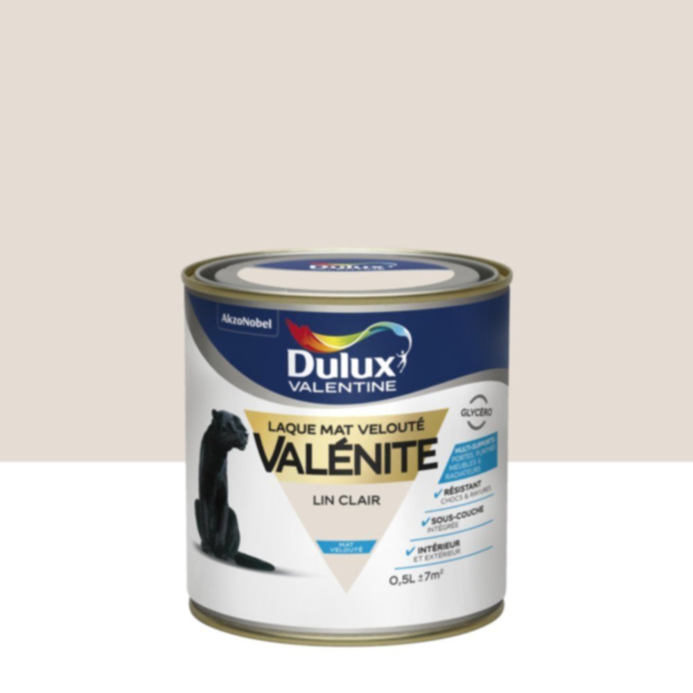 Peinture Laque Boiseries et Ferronnerie Valénite Lin Clair Mat 0,5L - DULUX VALENTINE