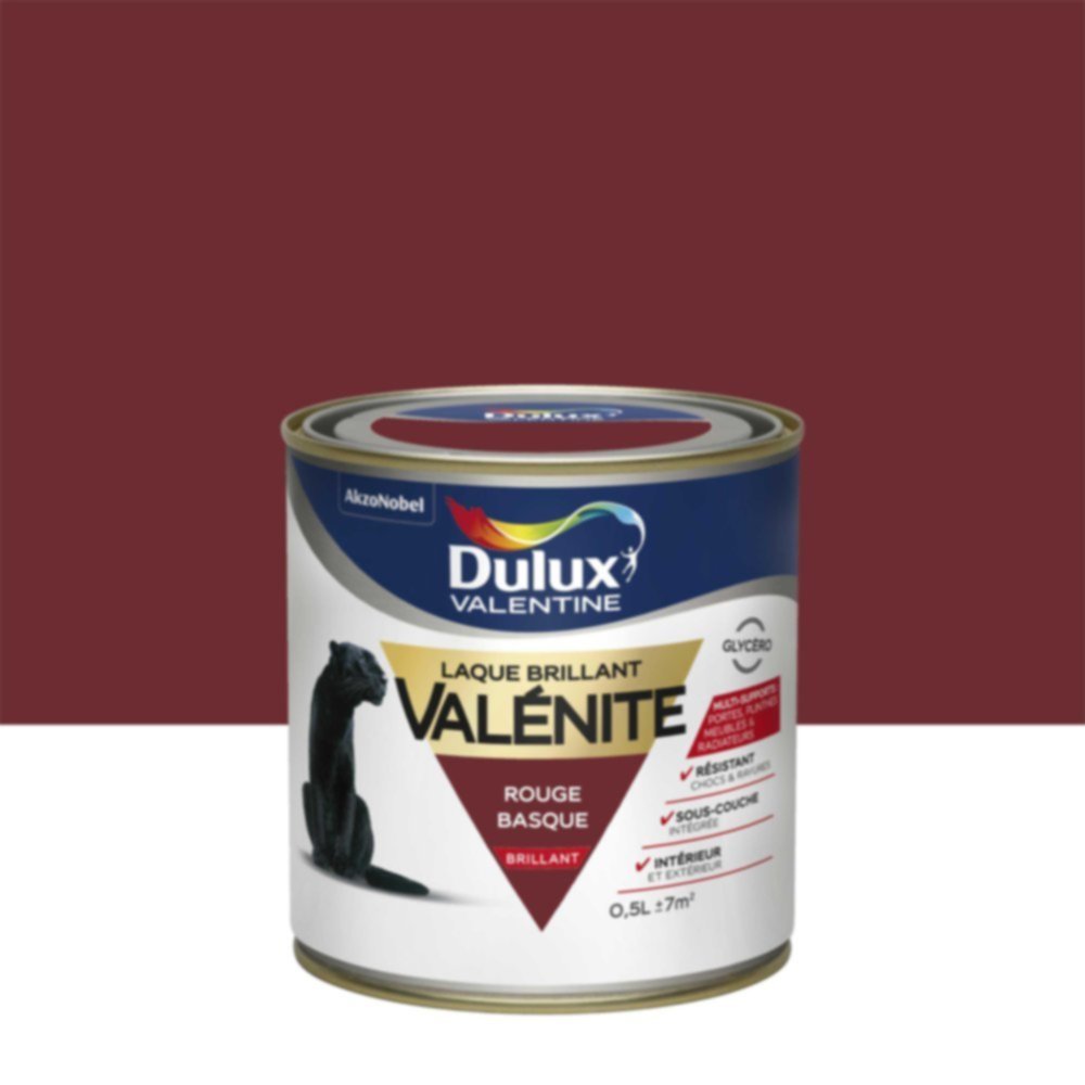 Peinture Laque Boiseries et Ferronnerie Valénite Rouge Basque Brillant 0,5L - DULUX VALENTINE