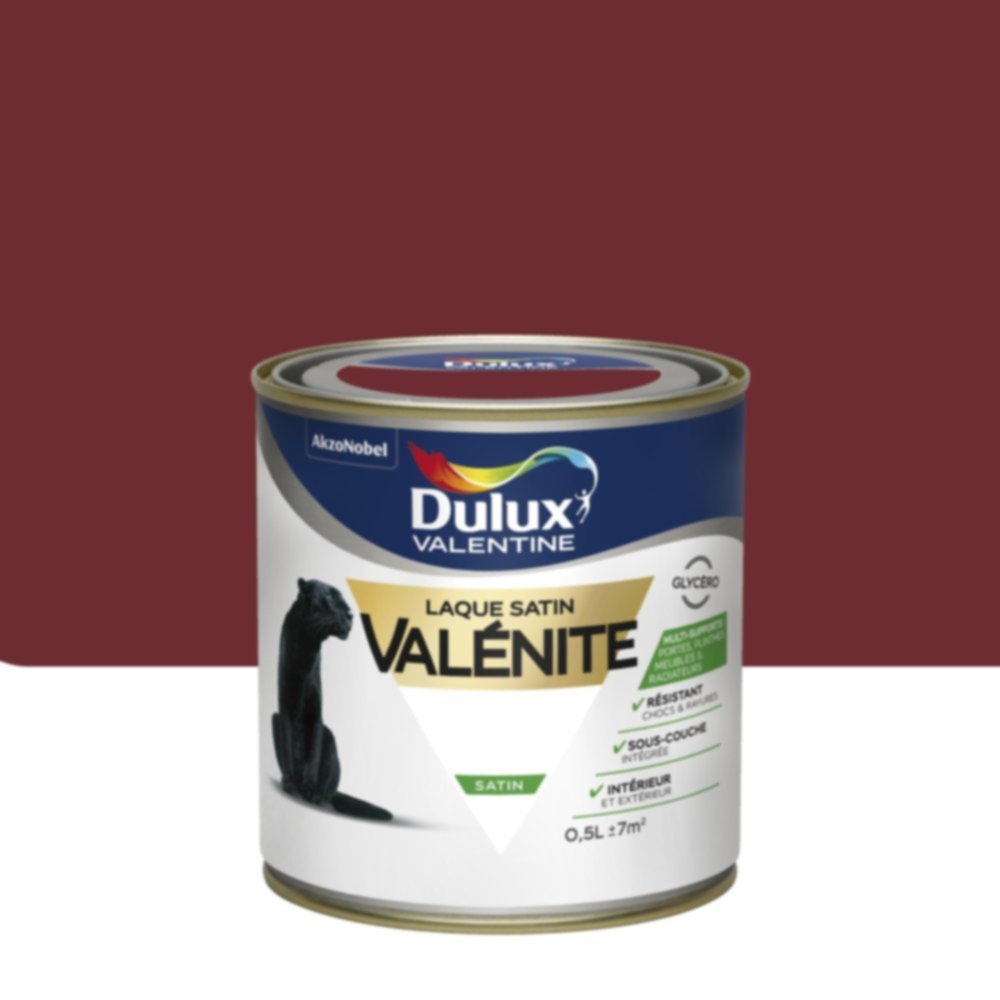 Peinture Laque Boiseries et Ferronnerie Valénite Rouge Basque Satin 0,5L - DULUX VALENTINE