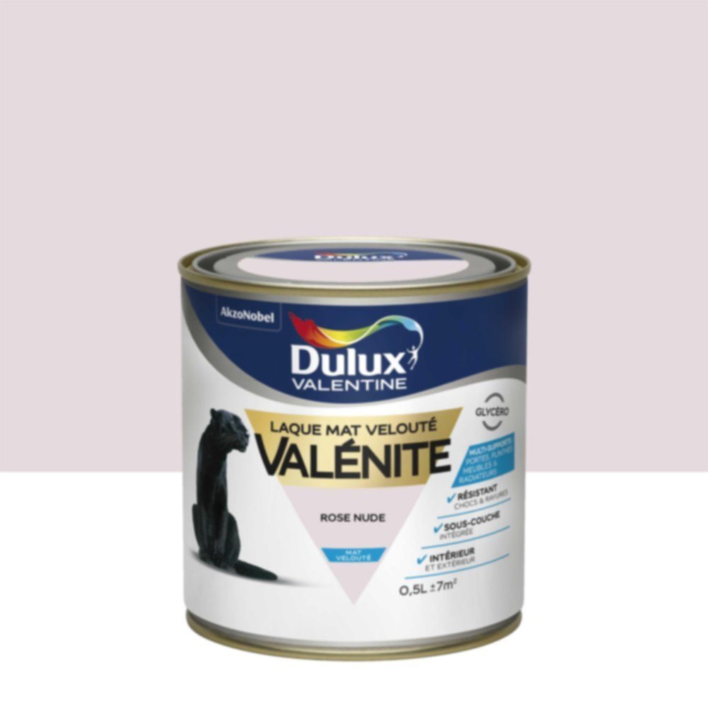 Peinture Laque Boiseries et Ferronnerie Valénite Rose Nude Mat 0,5L - DULUX VALENTINE