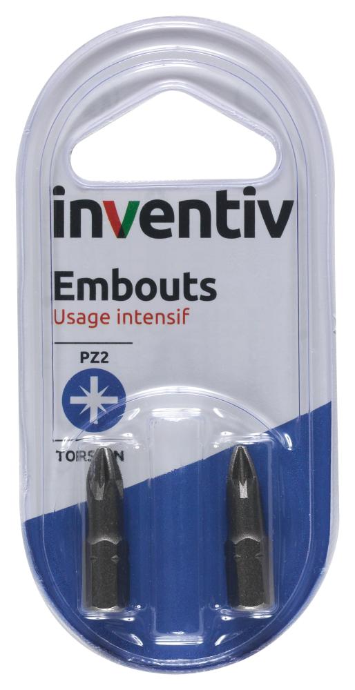 2 Embouts de vissage torsion PZ2 25 mm - INVENTIV