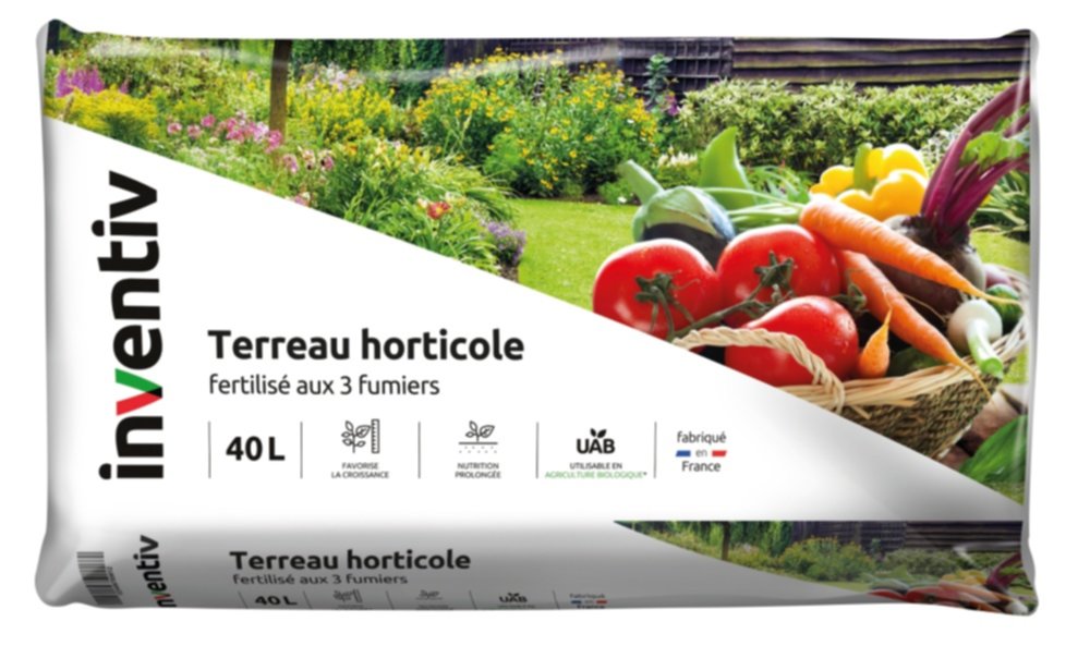 Terreau horticole 3 fumiers NF UAB 40L - INVENTIV