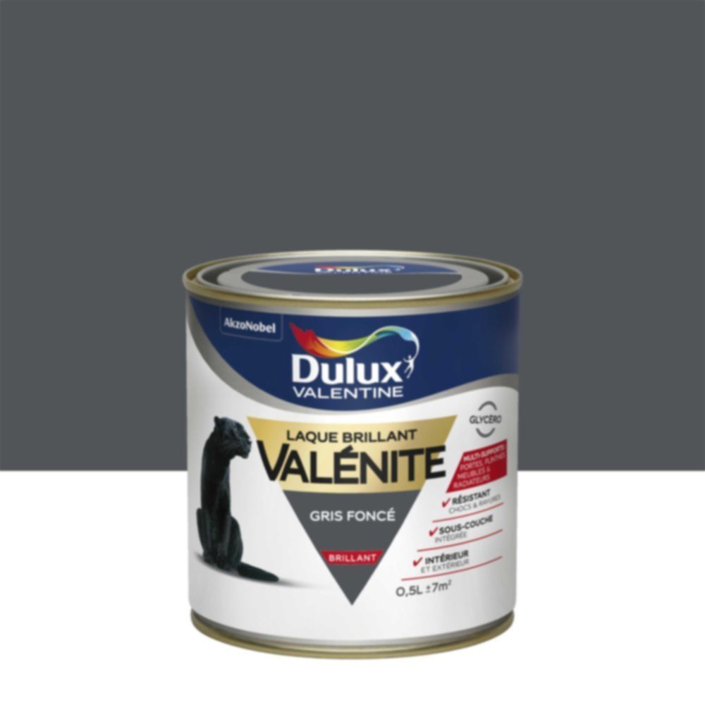 Peinture Laque Boiseries et Ferronnerie Valénite Gris Foncé Brillant 0,5L - DULUX VALENTINE