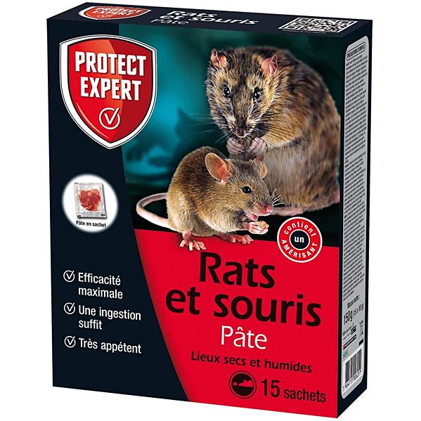 Appât Rats/Souris pâte 15x10gr - PROTECT EXPERT 