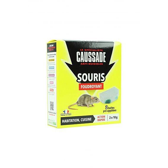 Appât Souris 2 boîtes pré appâtées foudroyant 20gr - CAUSSADE 