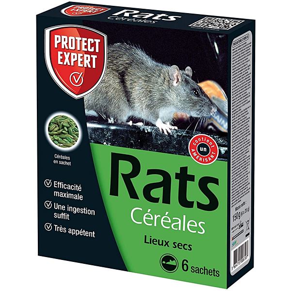 Appât rats céréales 6x25gr - PROTECT EXPERT 