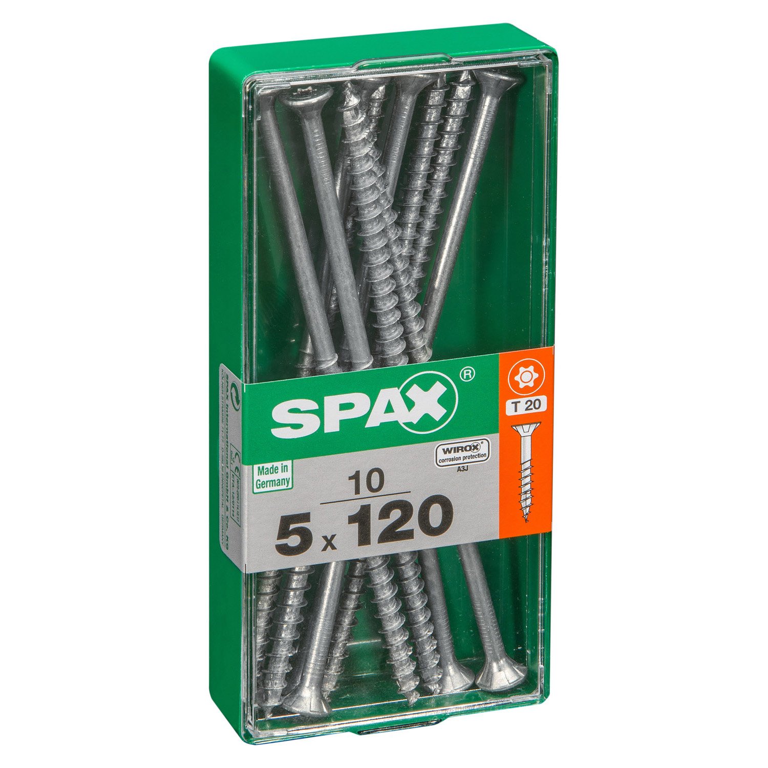 10 vis 5x120 tête fraisée empreinte t-star+ T20 gris SPAX