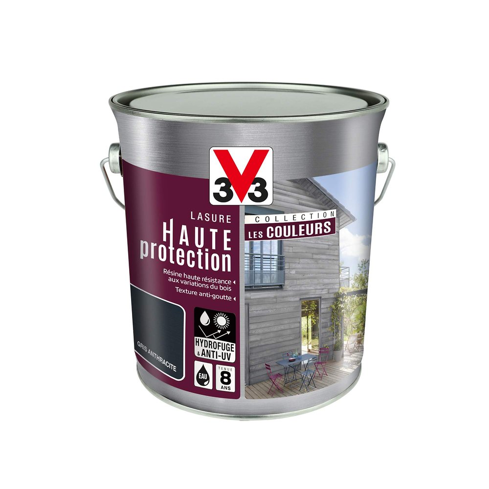 Lasure bois Haute protection - Mat - Gris anthracite - 2.5L