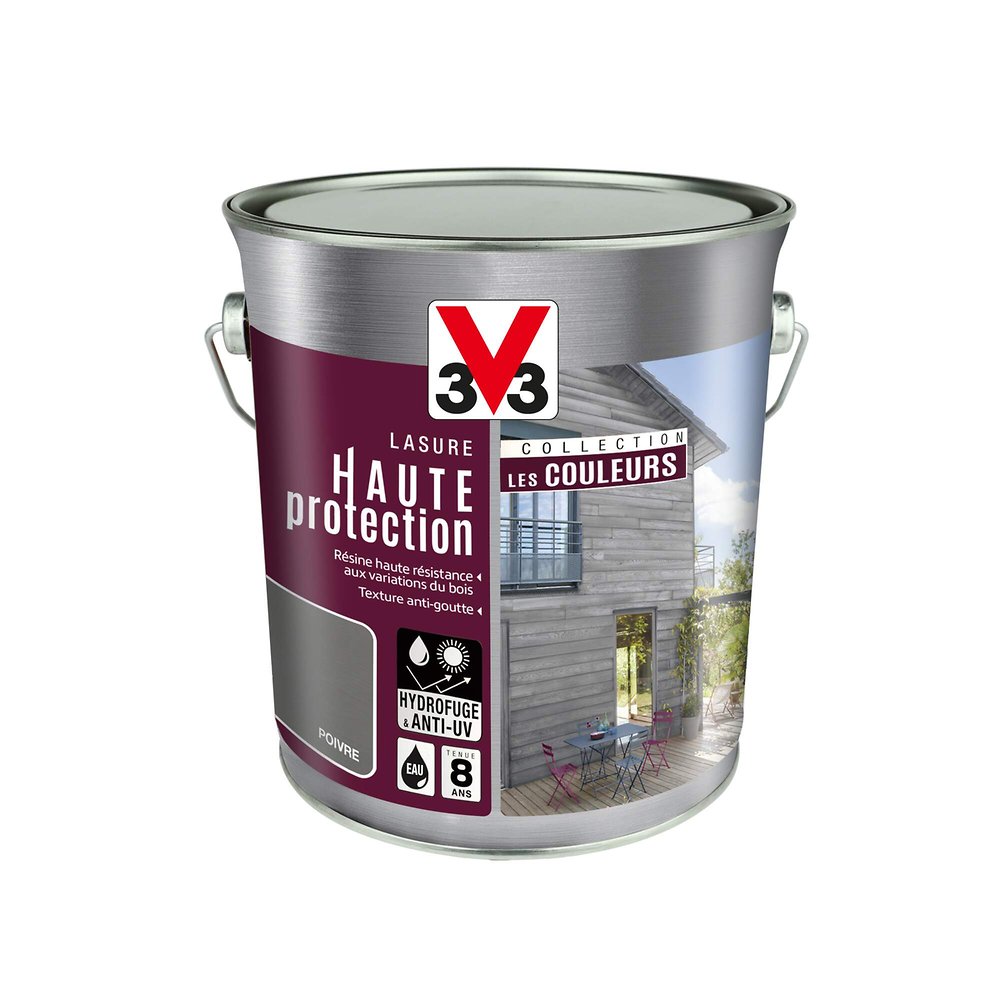 Lasure bois Haute protection - Satin - Poivre - 2.5L