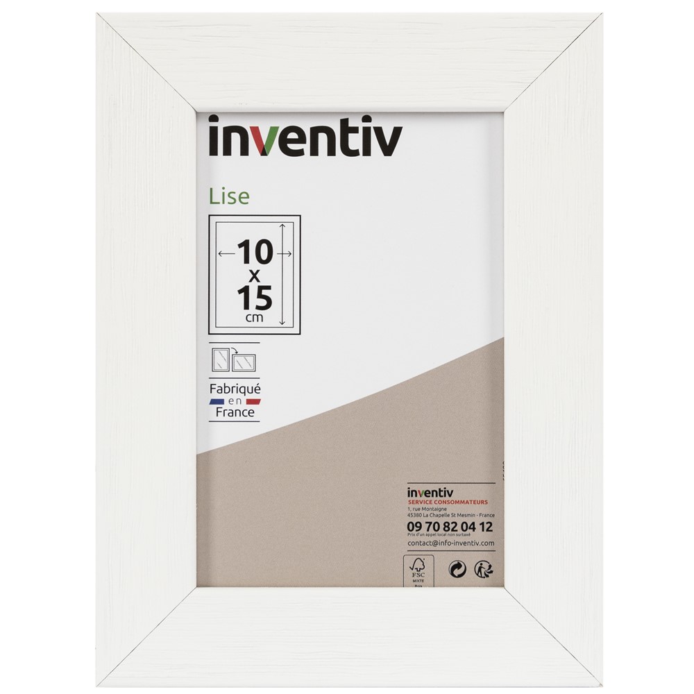 Cadre photo Lise 10x15cm Blanc - INVENTIV