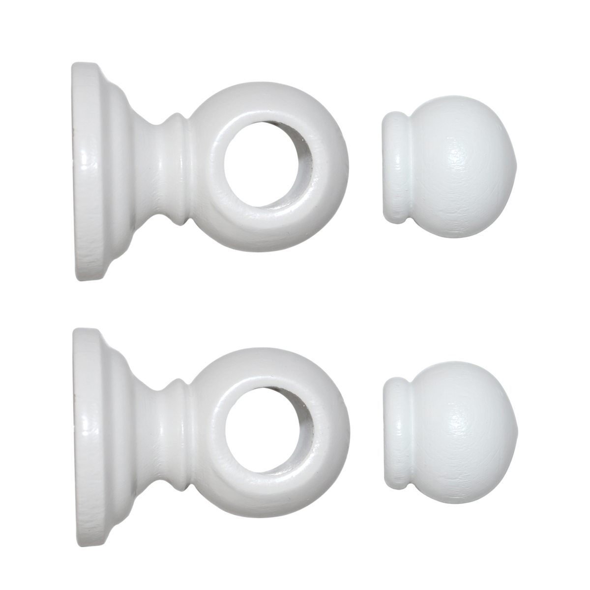 Pack 2 embouts boule bois Ø11 + 2 supports modernes à visser ou adhésifs laqué blanc MOBOIS