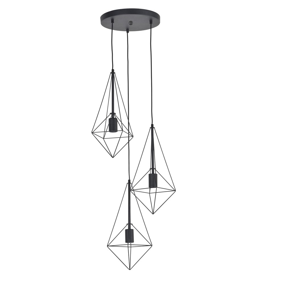 Suspension Bijou 3 Lumières Métal Noir Mat Ø35cm 40W - COREP