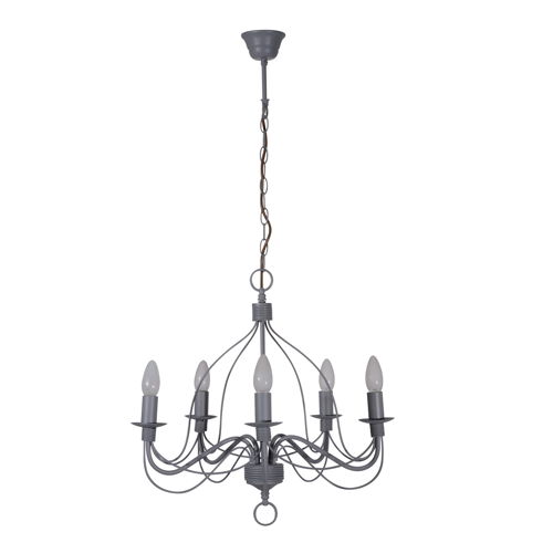 Lustre 5L en métal D52 SYMPHONIE gris HT50cm