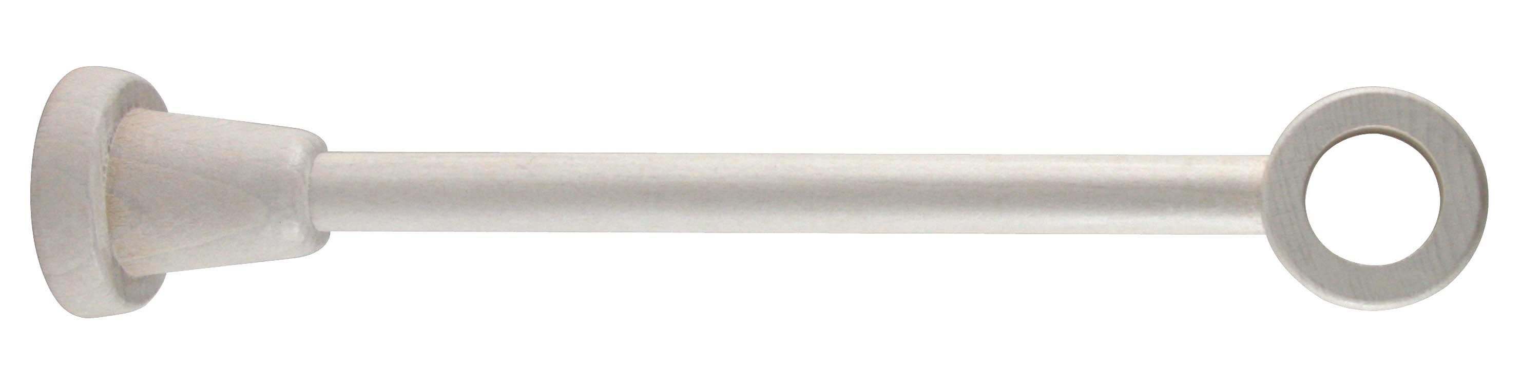 Support de barre à rideau en bois Ø28 fixe oeil fermé 300 mm axe/mur recoupable blanchi