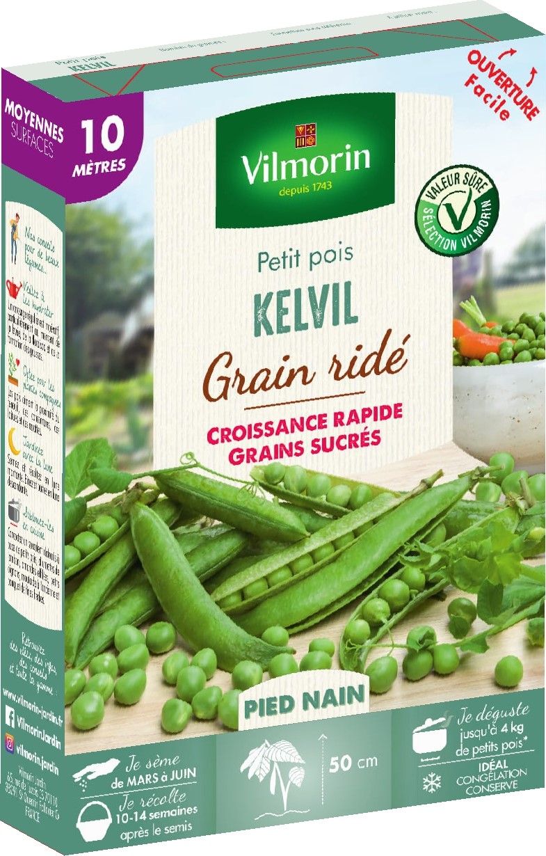 Graines Pois Nain à Grain Ridé Kelvil 10m - VILMORIN