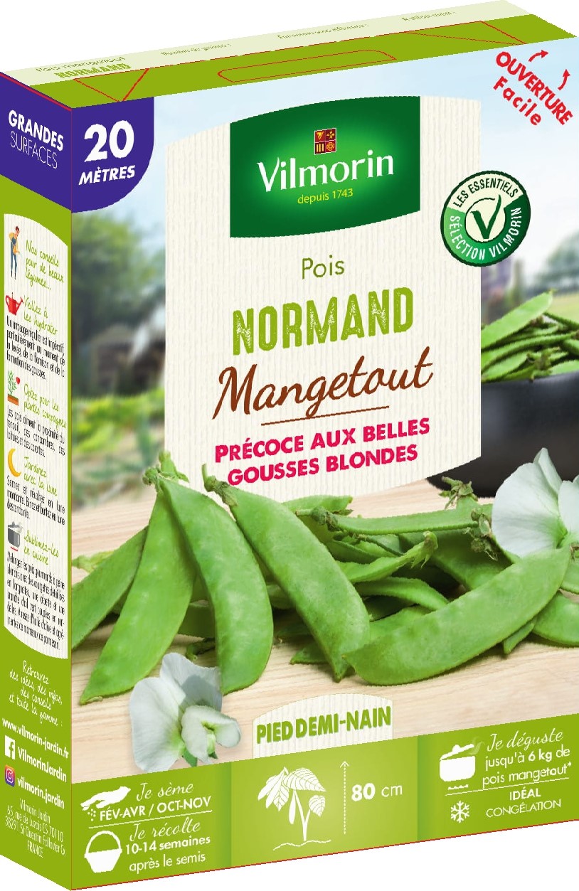 Graines Pois Mangetout Normand 20m - VILMORIN