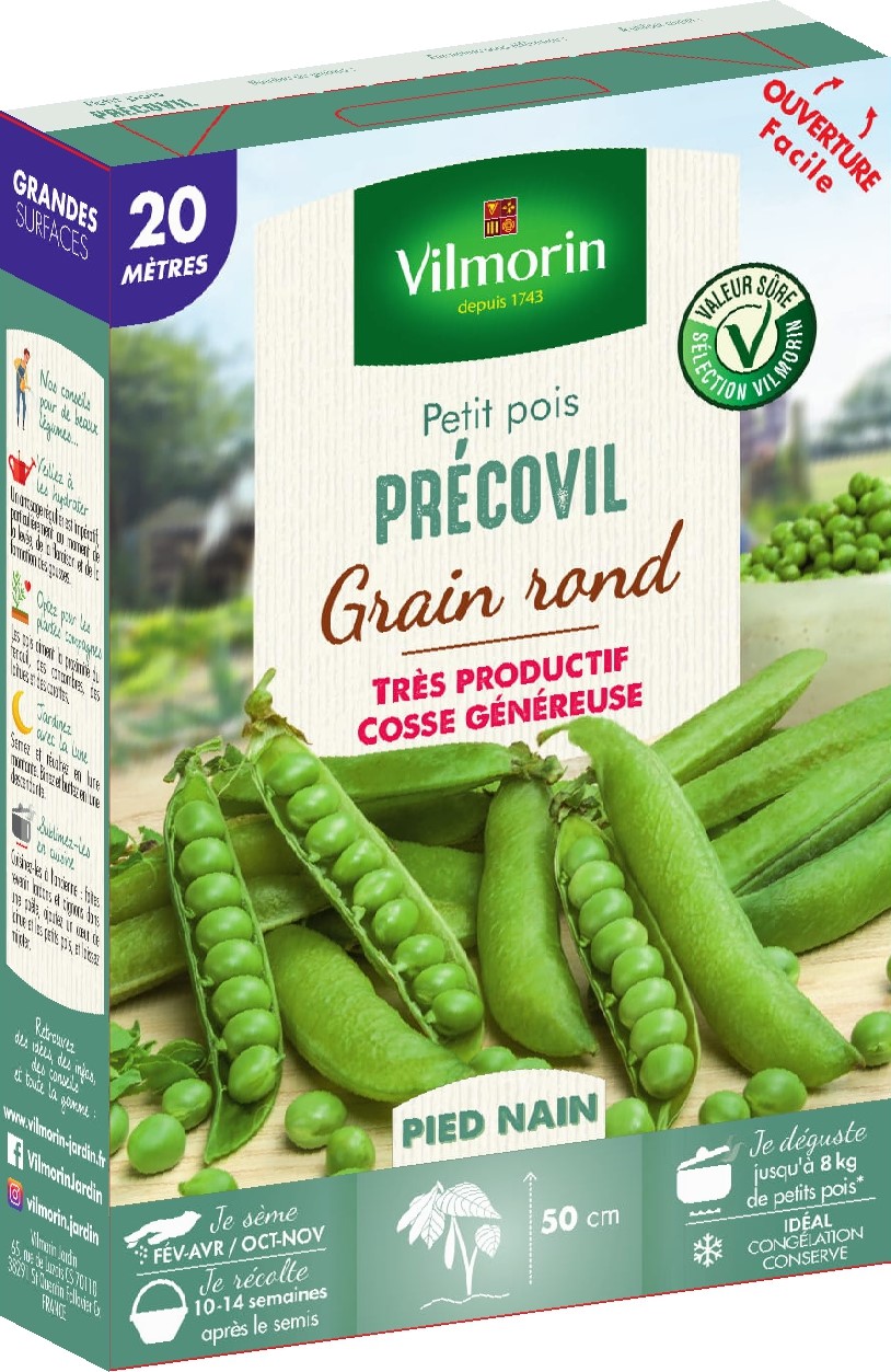 Graines Pois Nain à Grain Rond Précovil 20m - VILMORIN