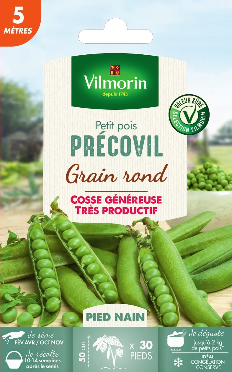 Graines Pois Nain à Grain Rond Précovil 5m - VILMORIN