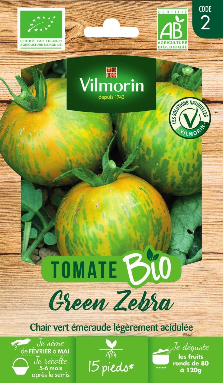 Graines Tomate Green Zebra Bio - VILMORIN