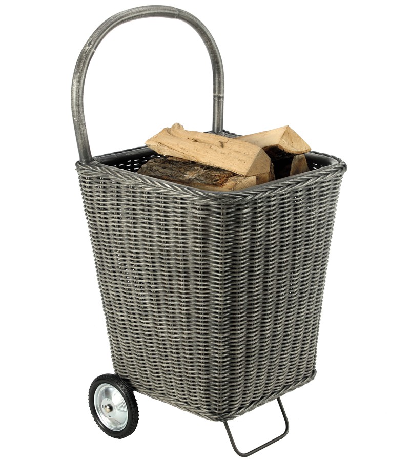 Chariot à bûches gris naturel Nomad l.45xH.95cm - DIXNEUF