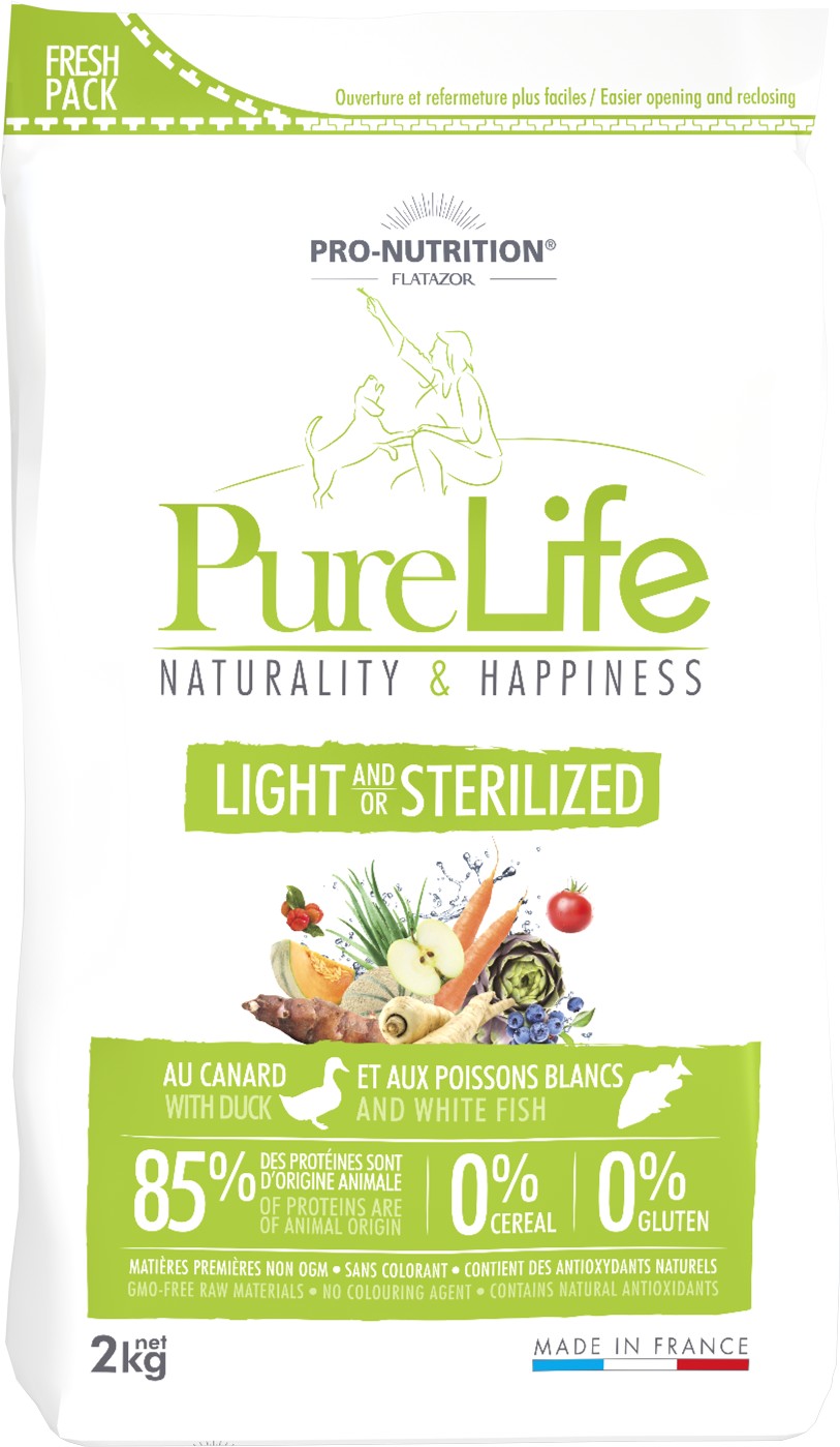 Croquette Pure Life Chien Light Stérilisé 2kg - FLATAZOR