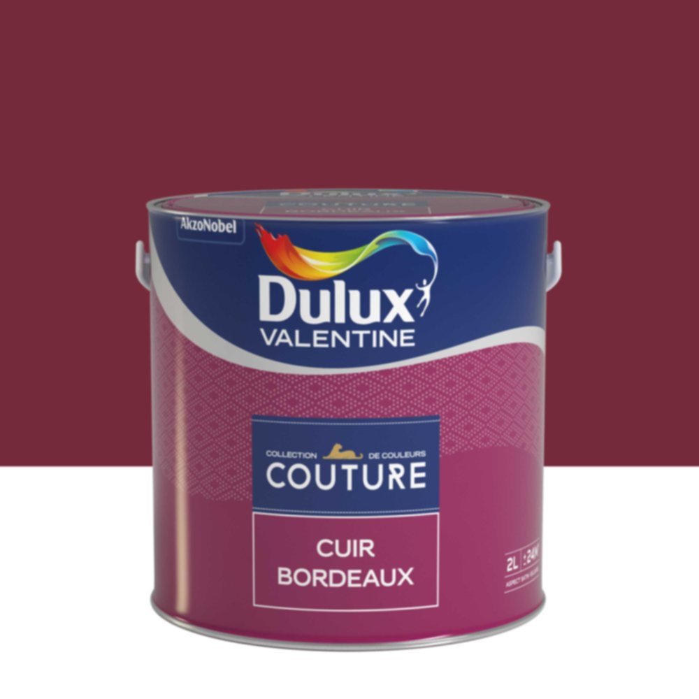 Peinture Murs et boiseries Couture Cuir Bordeaux Satin Velours 2L - DULUX VALENTINE