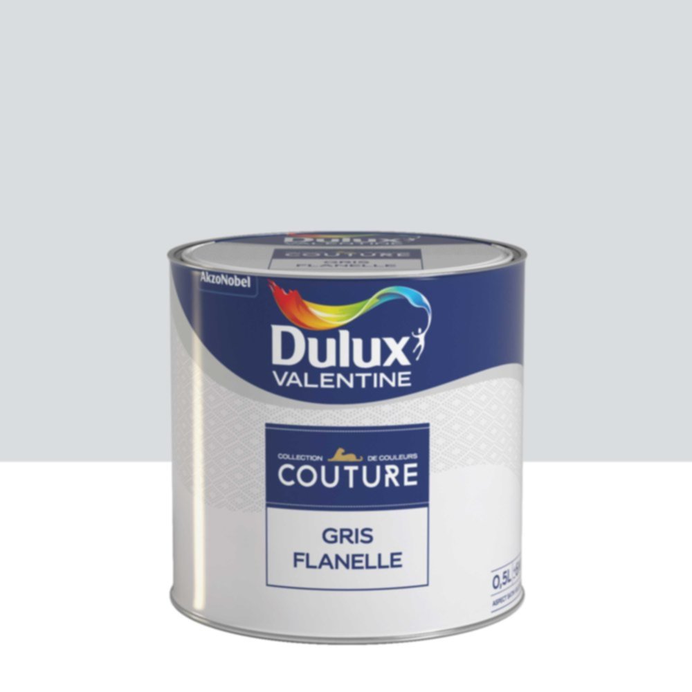 Peinture Murs et boiseries Couture Gris Flanelle Satin Velours 0,5L - DULUX VALENTINE